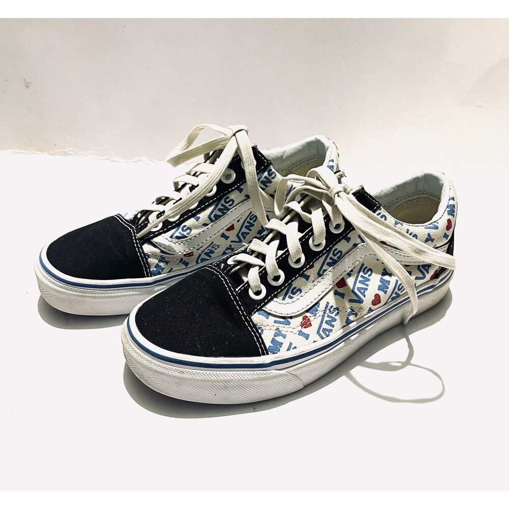 Vans tennis shoes I love my Vans Black blue comfort unisex women's 5 men's 3.5